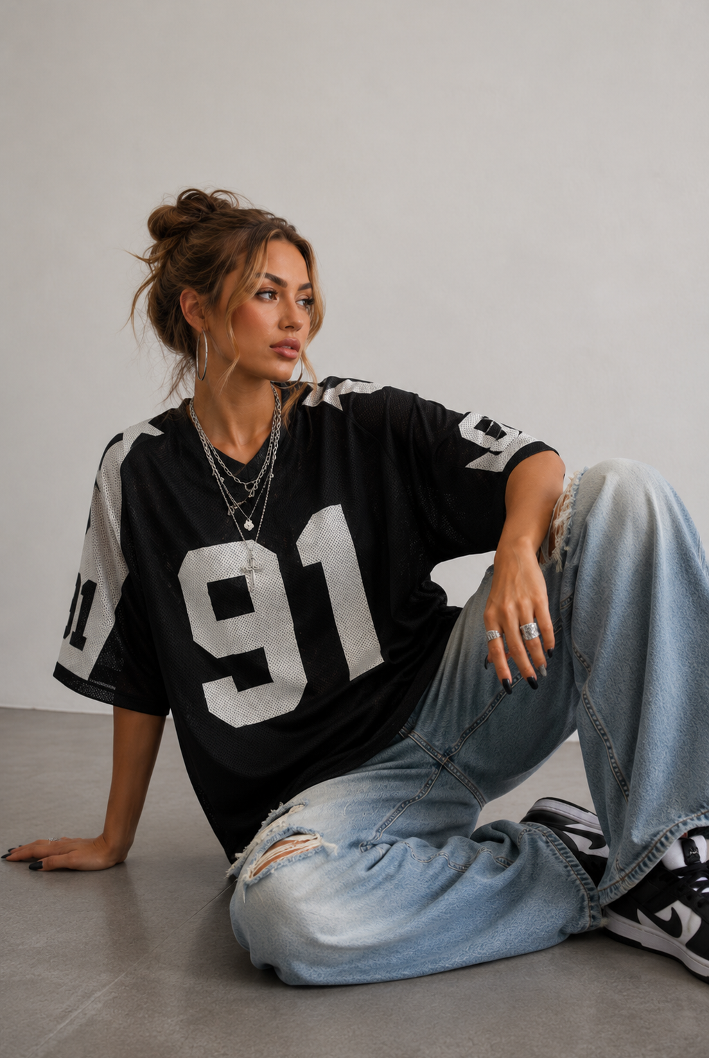 Koszulka Sportowa Oversized | Druk Numeryczny | Y2K Streetwear