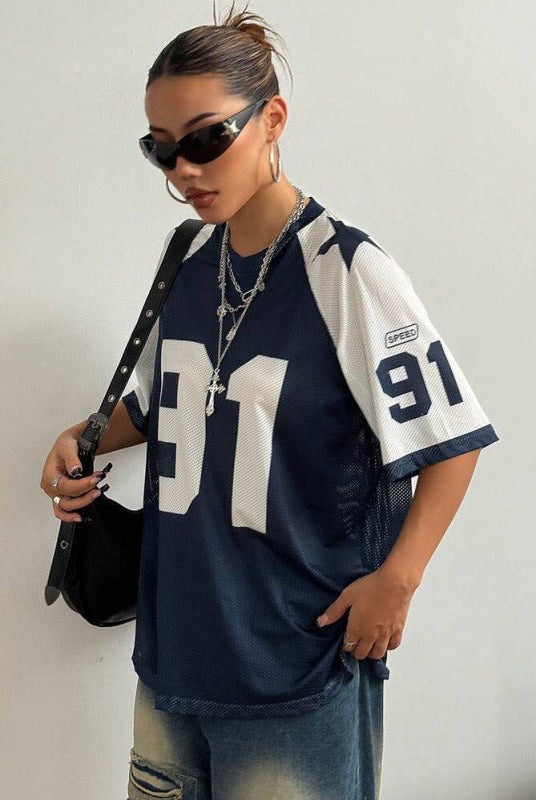 Koszulka Sportowa Oversized | Druk Numeryczny | Y2K Streetwear
