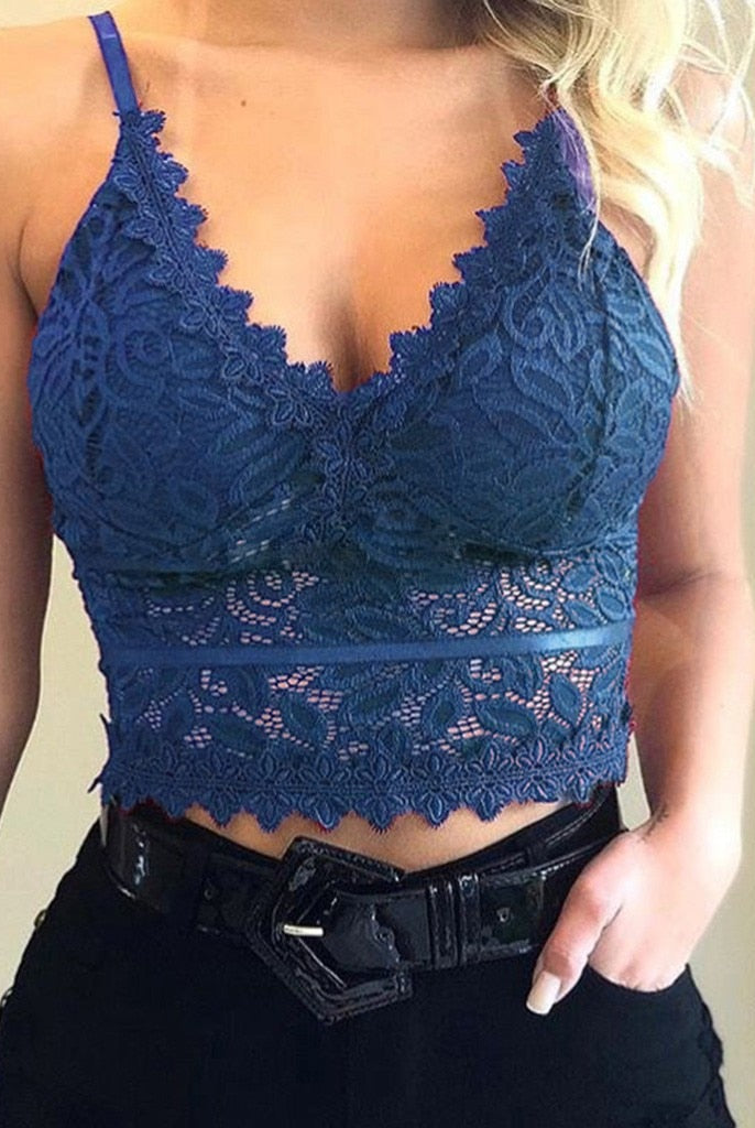 Koronkowy Biustonosz | Damski Crop Top, Regulowane Ramiączka | Miękki, Elastyczny