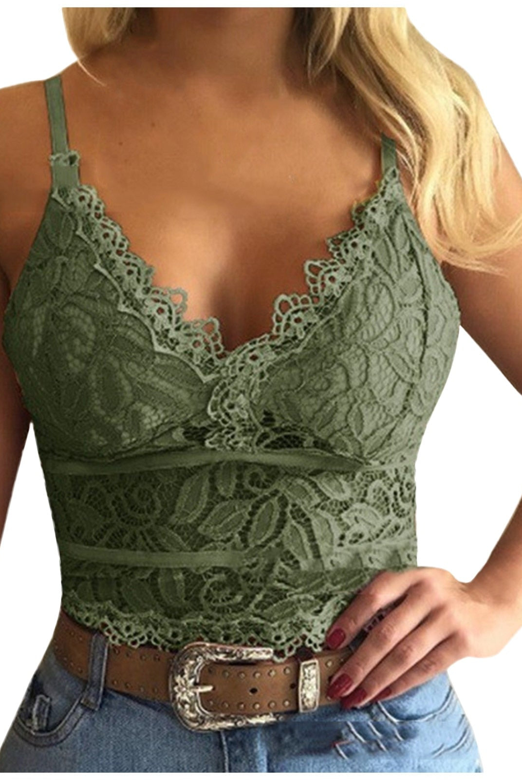 Koronkowy Biustonosz | Damski Crop Top, Regulowane Ramiączka | Miękki, Elastyczny