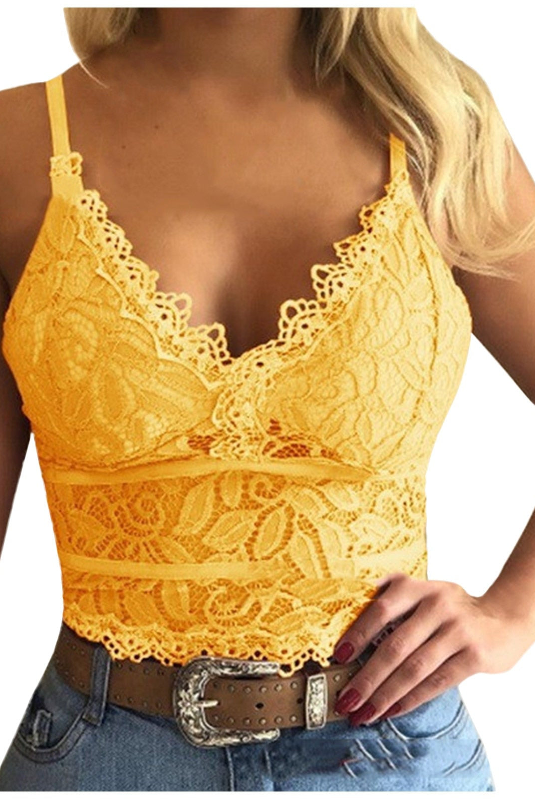 Koronkowy Biustonosz | Damski Crop Top, Regulowane Ramiączka | Miękki, Elastyczny