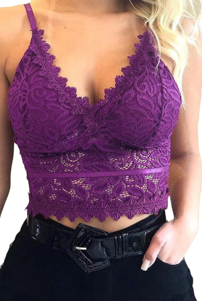 Koronkowy Biustonosz | Damski Crop Top, Regulowane Ramiączka | Miękki, Elastyczny