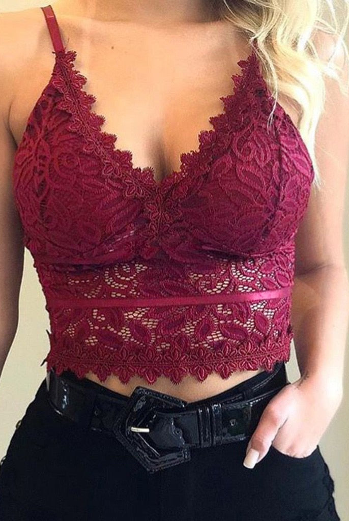 Koronkowy Biustonosz | Damski Crop Top, Regulowane Ramiączka | Miękki, Elastyczny