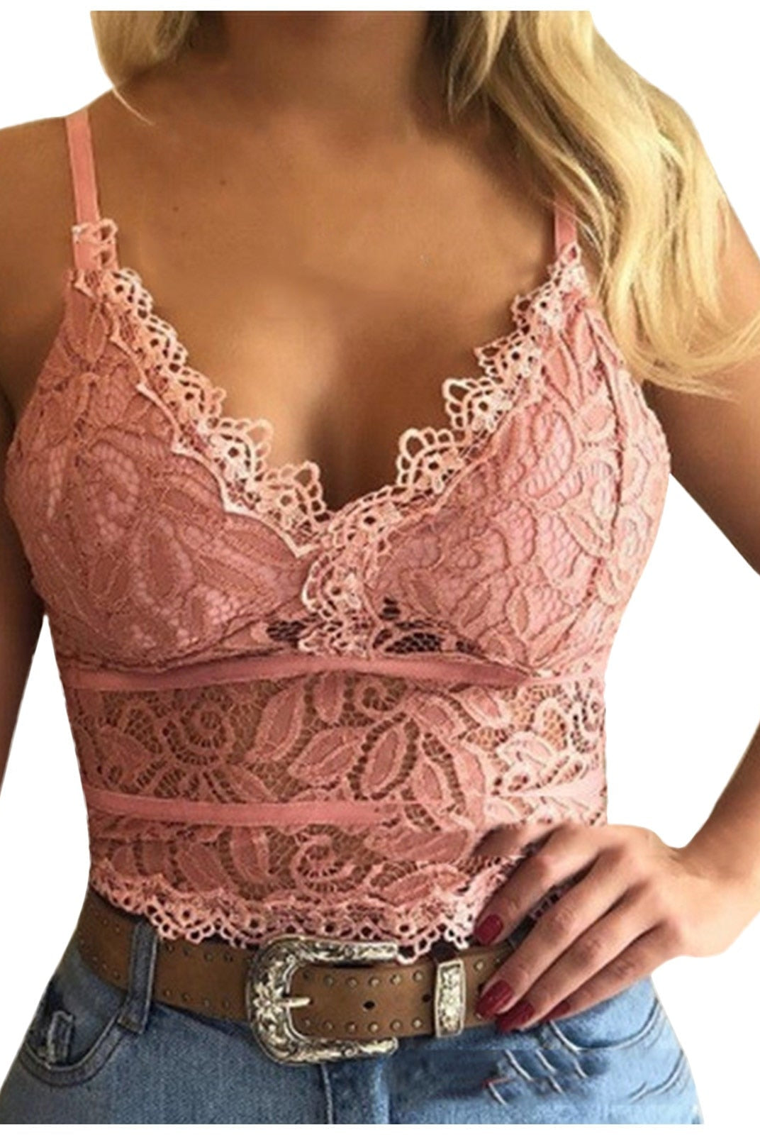 Koronkowy Biustonosz | Damski Crop Top, Regulowane Ramiączka | Miękki, Elastyczny