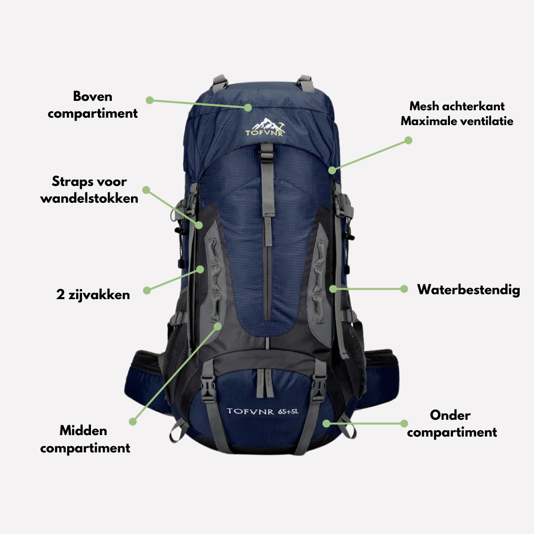 Plecak turystyczny 60L | Wodoodporny, Regulowany | Do trekkingu i przygód