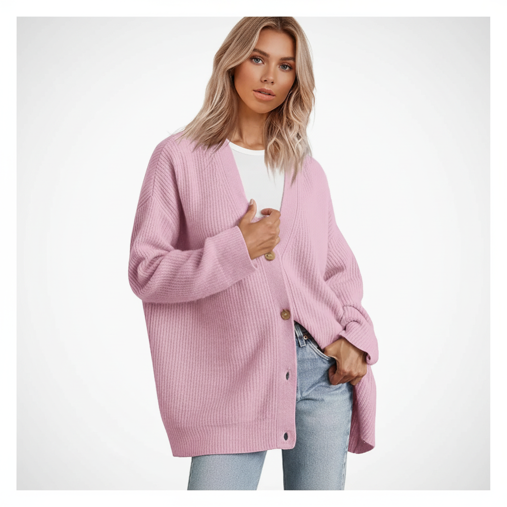Damski sweter | Dekolt w serek, luźny krój | Ciepły