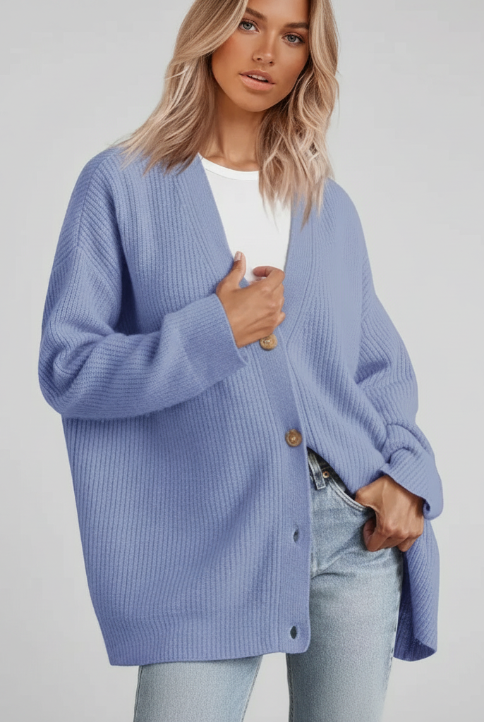 Damski sweter | Dekolt w serek, luźny krój | Ciepły