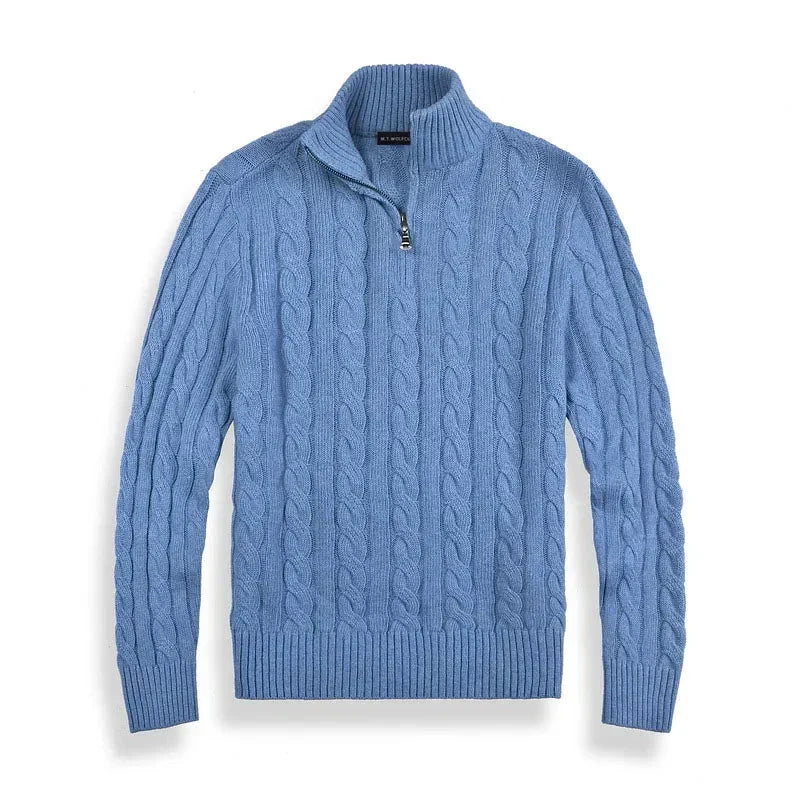 Męski Sweter Warkoczowy Półgolf Casual