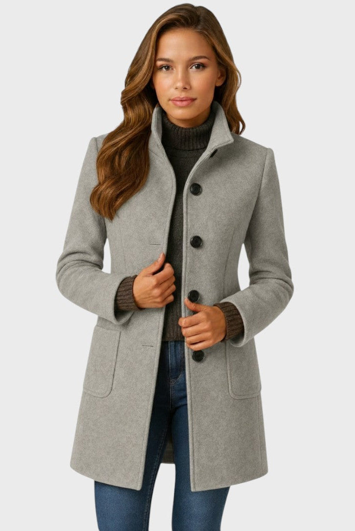 Płaszcz damski | Zapięcie guzikowe, dopasowany | Elegancki