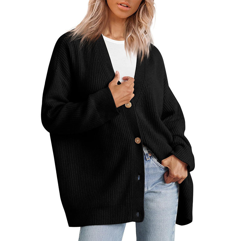 Damski kaszmirowy kardigan oversize w luźnym minimalistycznym fasonie
