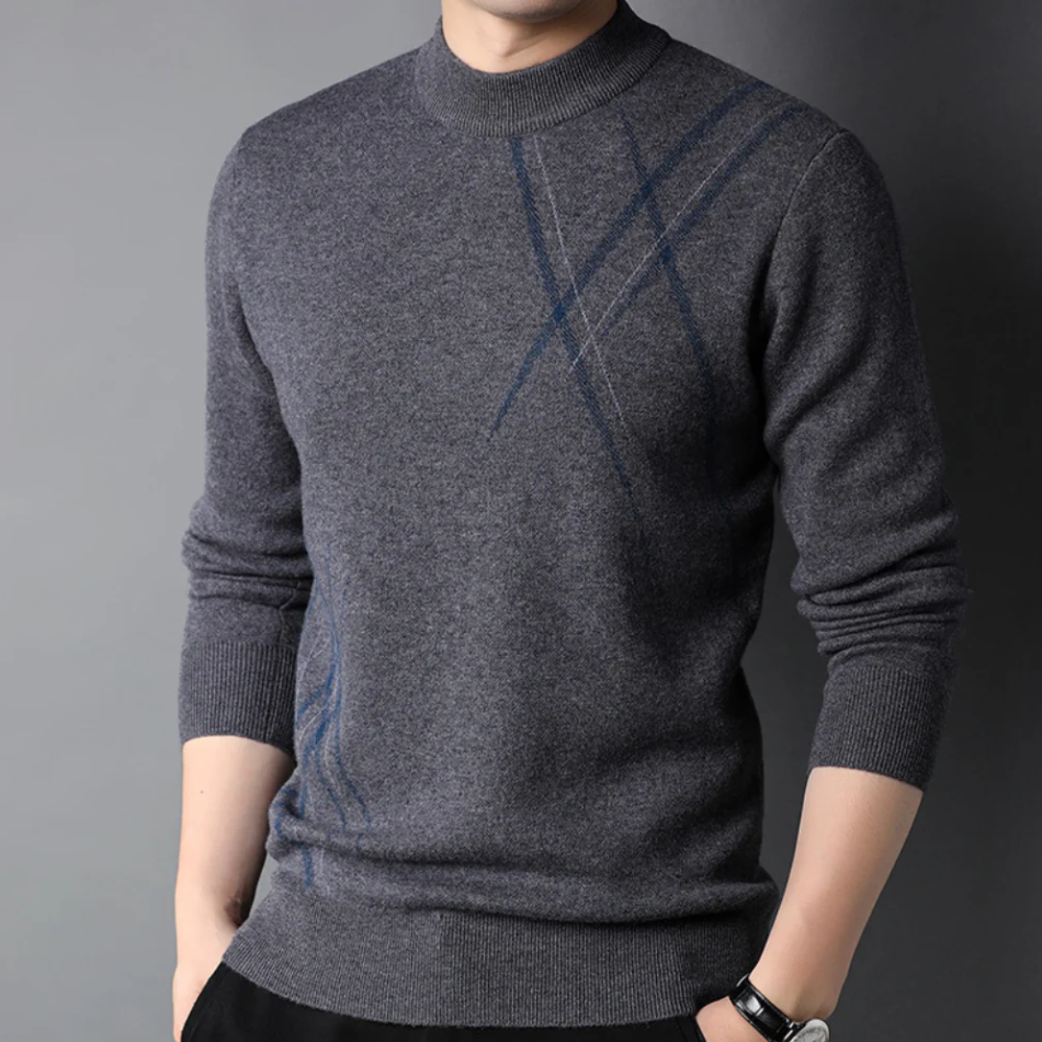 Sweter męski - wysokiej jakości - okrągły dekolt - stylowy
