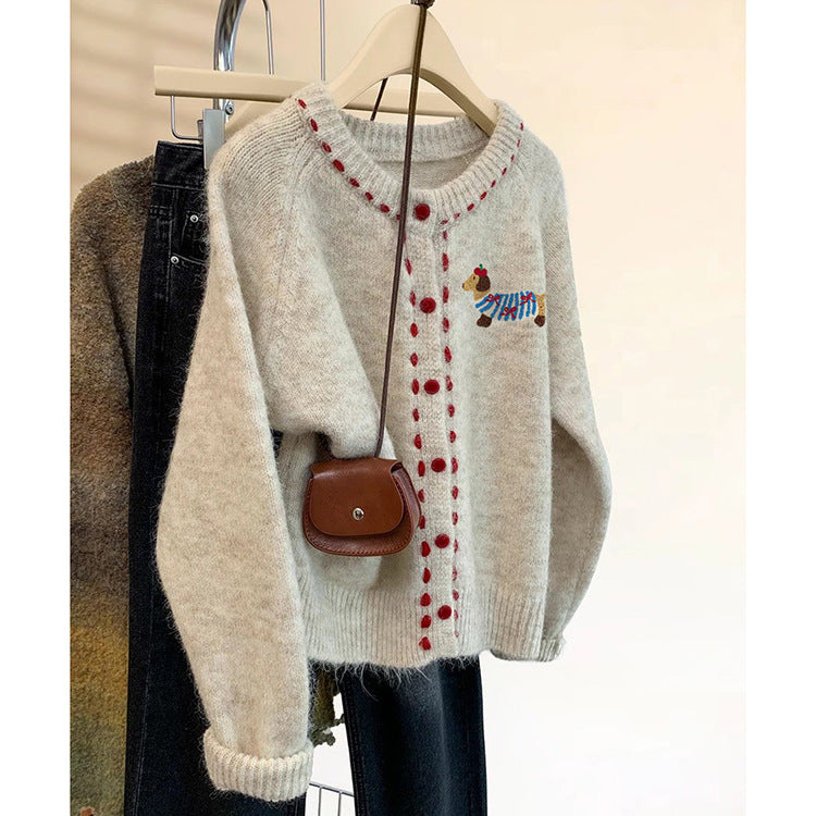 Damski sweter | Okrągły dekolt, gruba dzianina | Wiosna