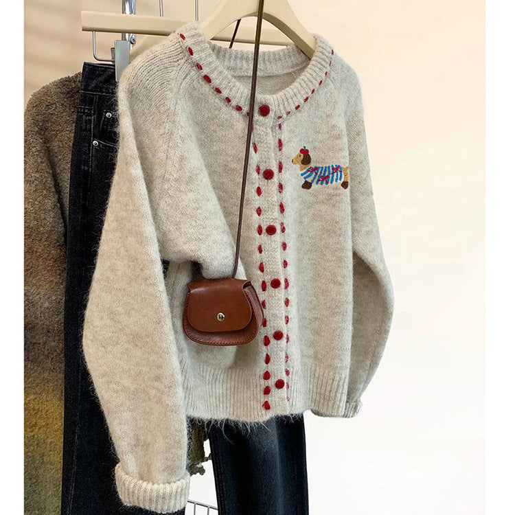 Damski sweter | Okrągły dekolt, gruba dzianina | Wiosna