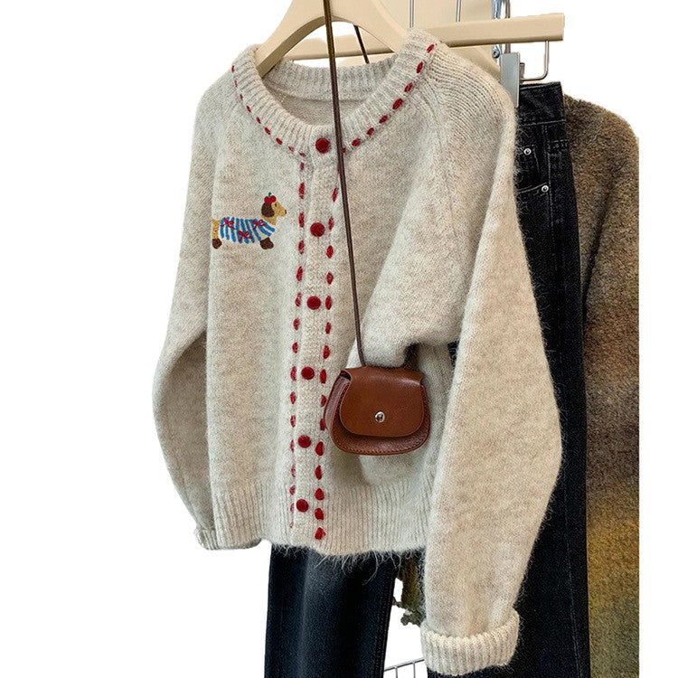 Damski sweter | Okrągły dekolt, gruba dzianina | Wiosna