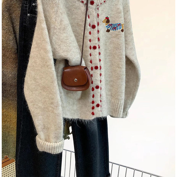 Damski sweter | Okrągły dekolt, gruba dzianina | Wiosna