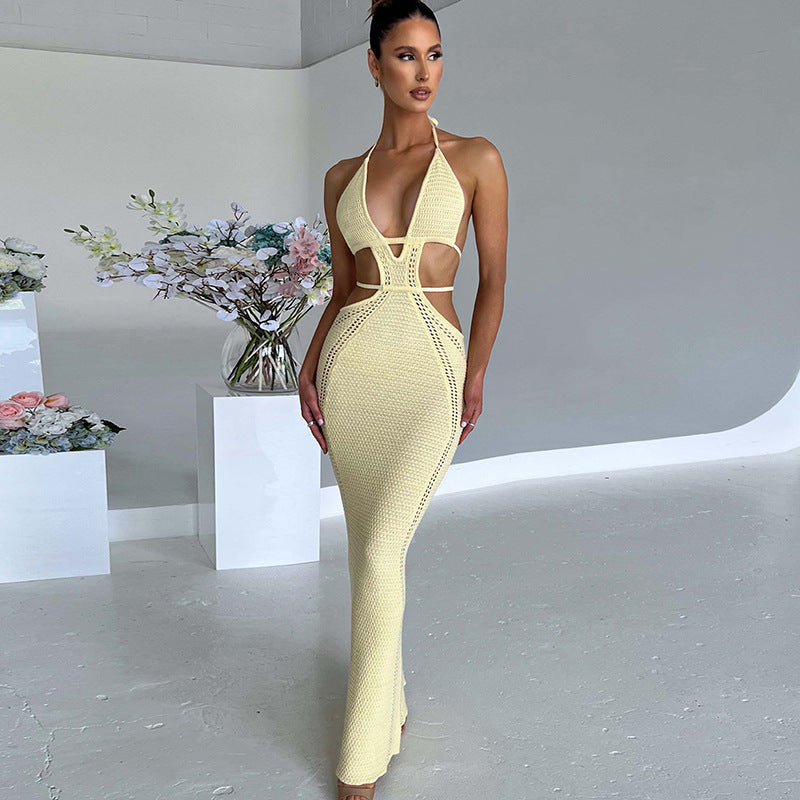 Sukienka Maxi Plażowa Damska | Cięcia Cut-Out | Oddychający Materiał