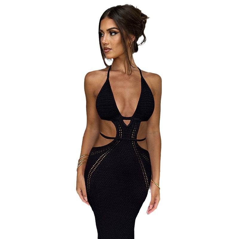 Sukienka Maxi Plażowa Damska | Cięcia Cut-Out | Oddychający Materiał