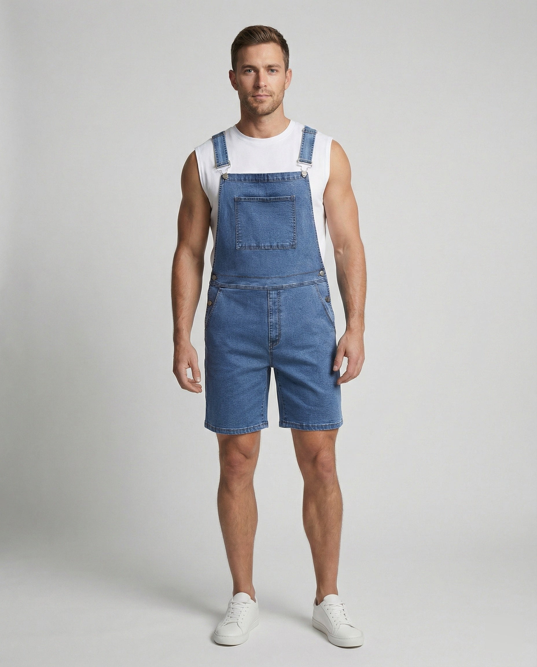 Bermudy Męskie Denim na Szelkach | Kieszenie, Letnia Swoboda