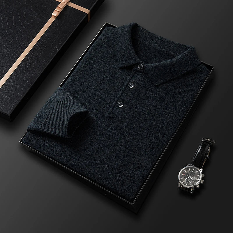 Męski sweter polo - wysokiej jakości - klasyczny - elegancki