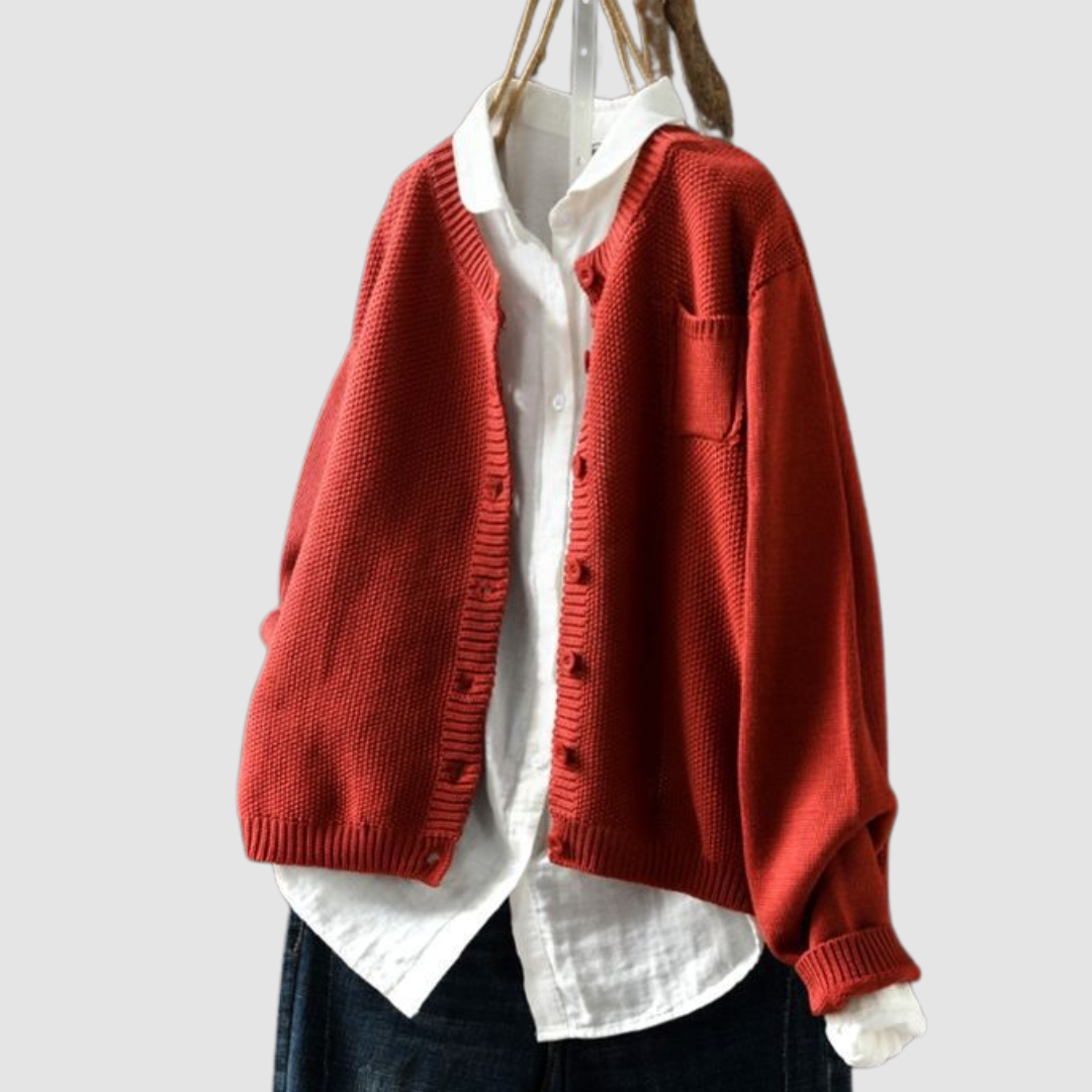 Damski Sweter Rozpinany Krata Kołnierz Polo