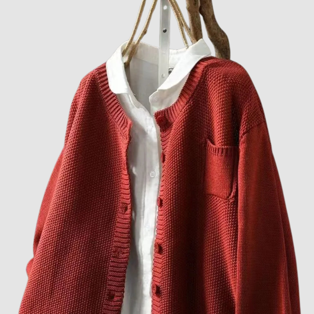 Damski Sweter Rozpinany Krata Kołnierz Polo