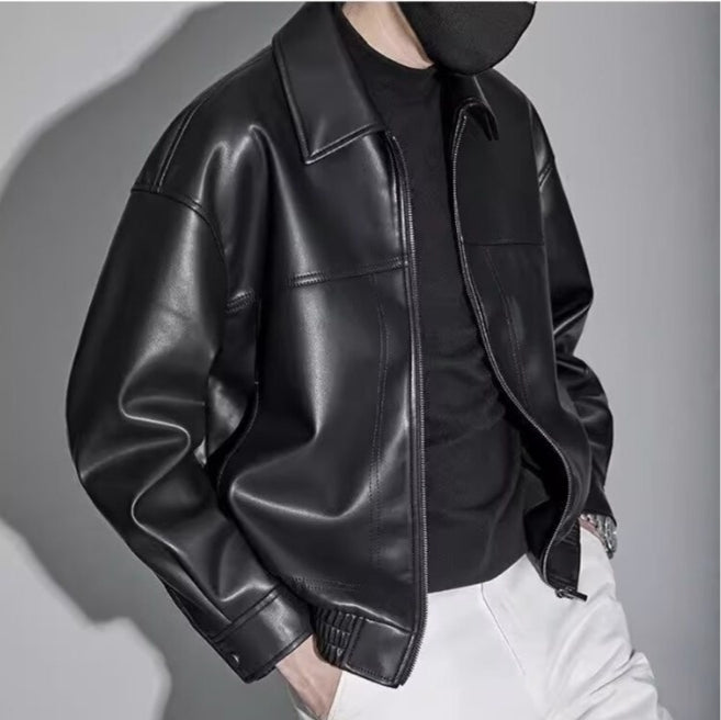Męska Kurtka Skórzana Slim Fit Zamek