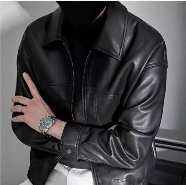 Męska Kurtka Skórzana Slim Fit Zamek