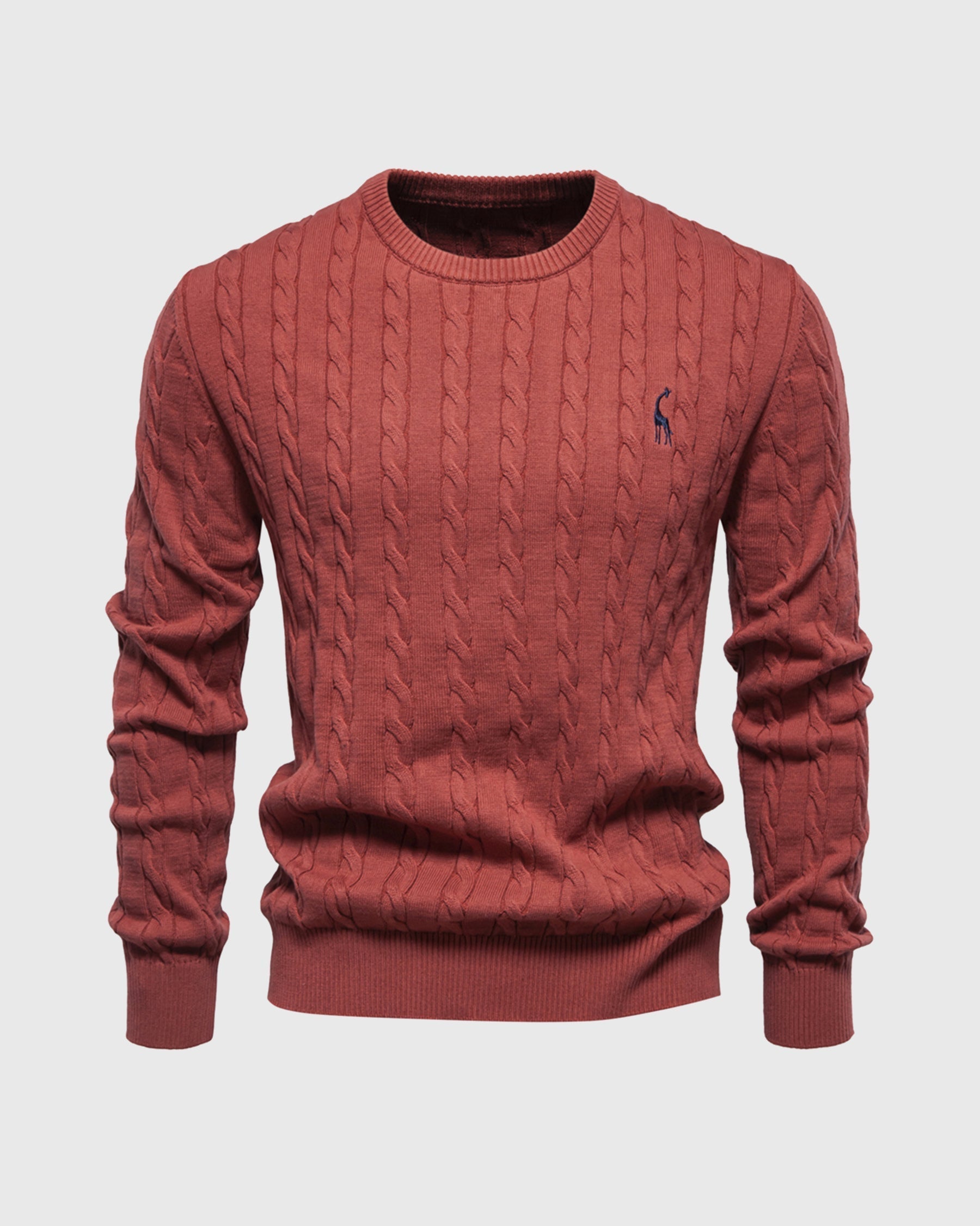Męski sweter warkoczowy - bawełniany - klasyczny krój