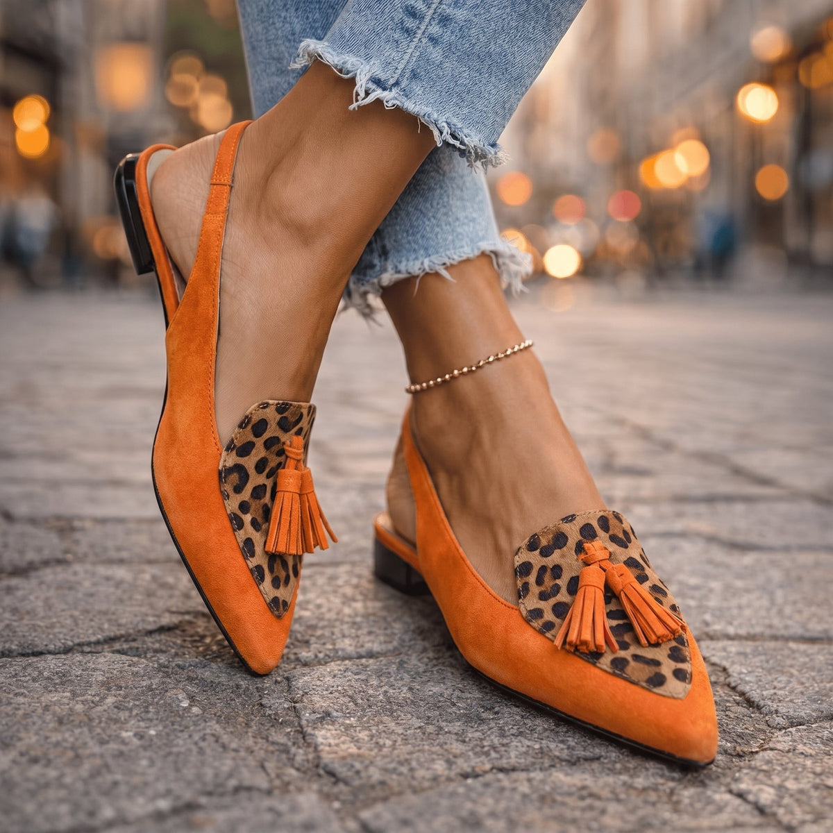Women slingback flats pointed toe velvet with contrasting trim cushioned flat sole