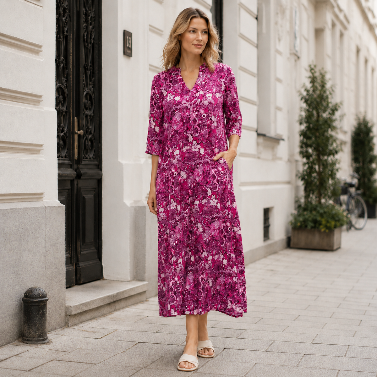 Letnia sukienka w kwiaty | Bawełna, luźny fason | Uniwersalna