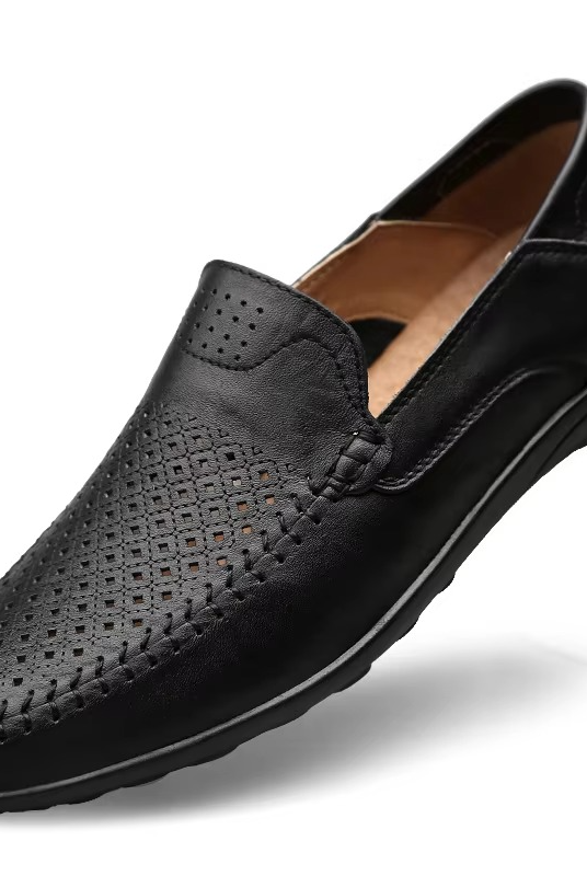 Męskie skórzane mokasyny wsuwane casual styl włoski
