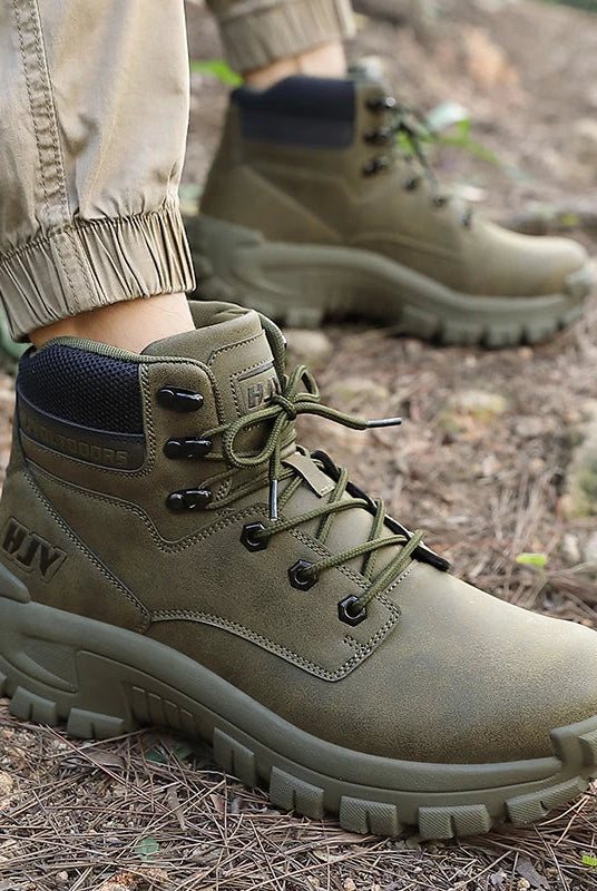 Męskie wysokie buty trekkingowe - antypoślizgowe - do pracy na zewnątrz