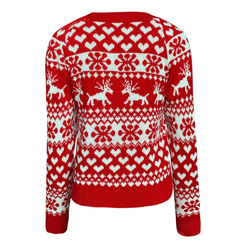 Sweter świąteczny damski | Wzór w płatki śniegu, zimowy motyw | Na święta
