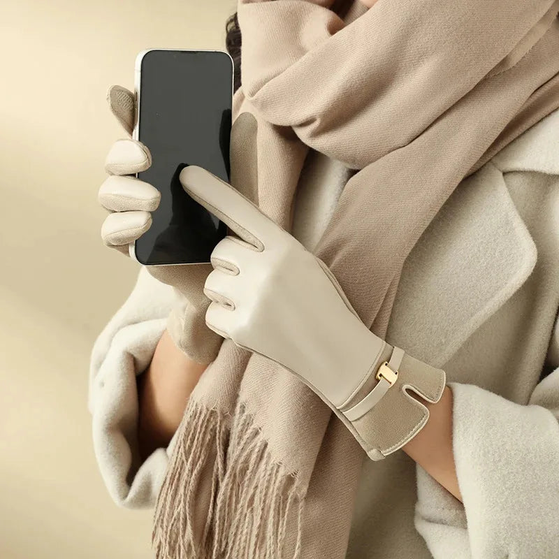 Damskie rękawiczki zimowe z funkcją ekranu dotykowego wiatroszczelne czarne