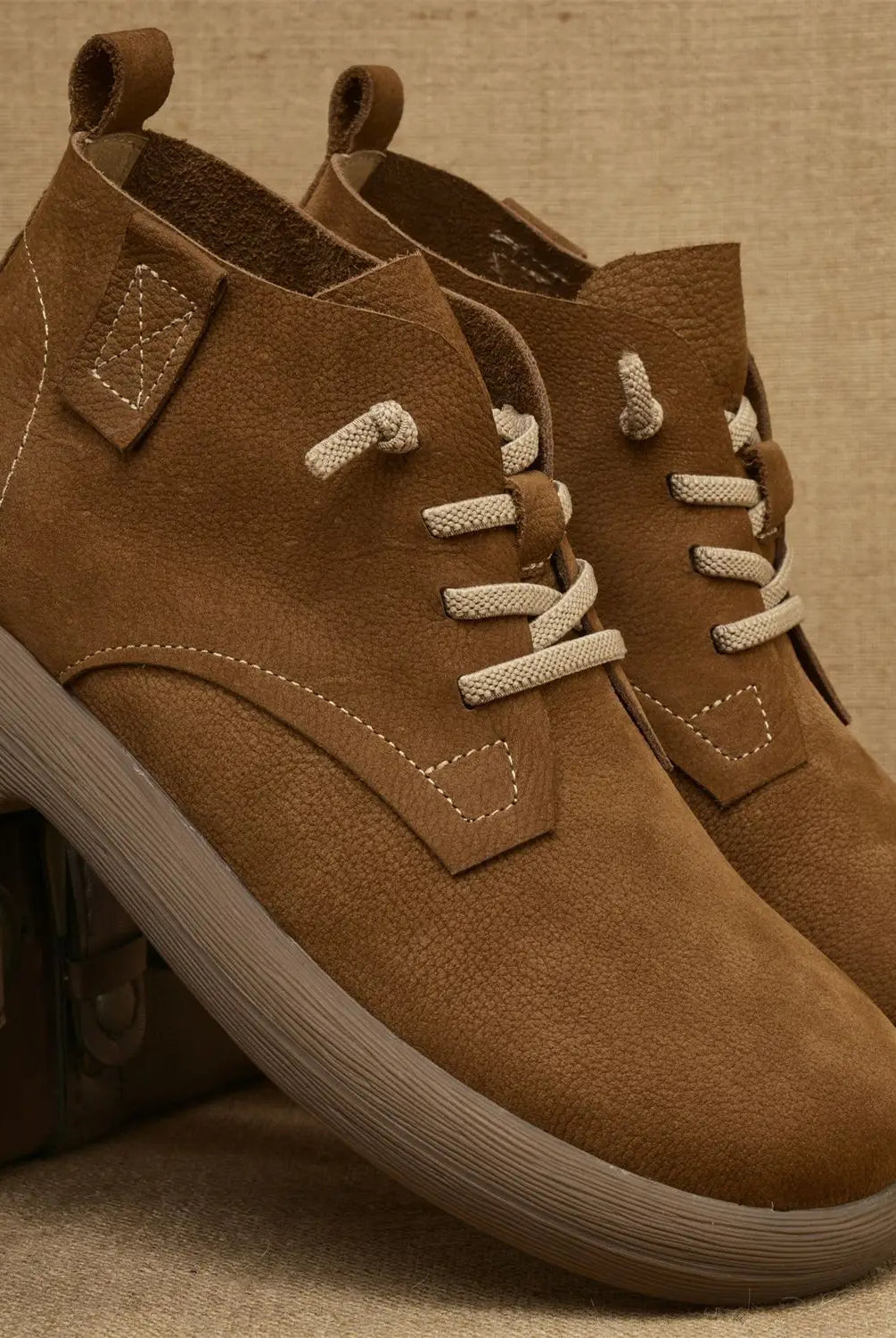 Męskie krótkie botki robocze - miękka podeszwa - styl vintage