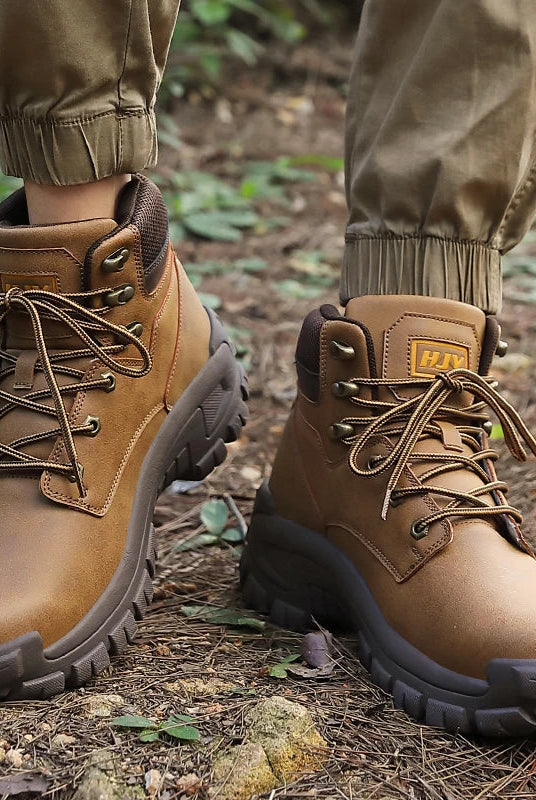 Męskie wysokie buty trekkingowe - antypoślizgowe - do pracy na zewnątrz
