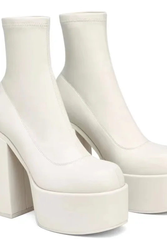 Buty Damskie | Skóra, Obcas Wysoki, Czubek Kwadratowy