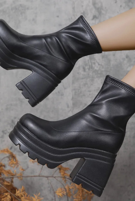 Buty Damskie | Skóra, Obcas Wysoki, Czubek Kwadratowy