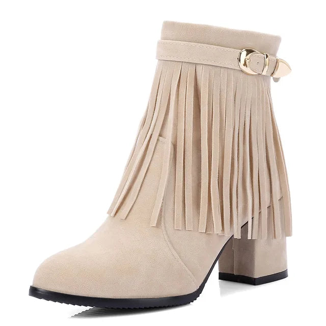 Buty Kowbojskie | Sztyblety z Frędzlami | Damskie