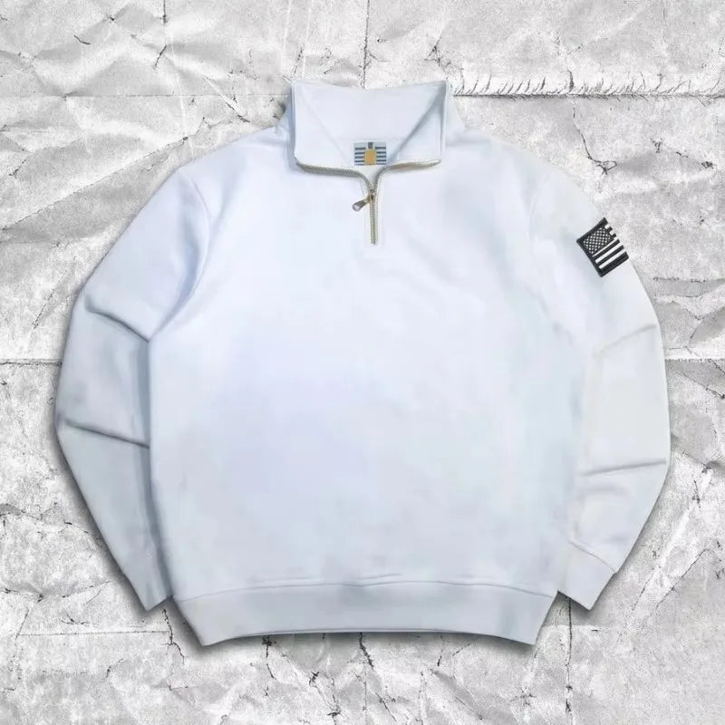 Męska bluza z kapturem na zamek bawełniana w stylu retro streetwear