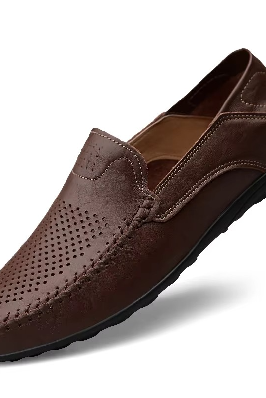 Męskie skórzane mokasyny wsuwane casual styl włoski
