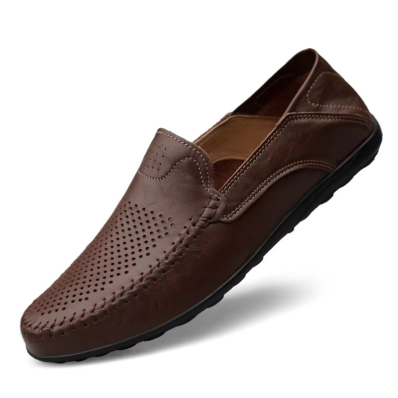 Męskie skórzane mokasyny wsuwane casual styl włoski