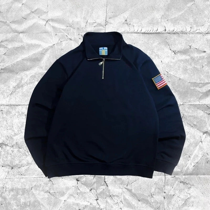 Męska bluza z kapturem na zamek bawełniana w stylu retro streetwear