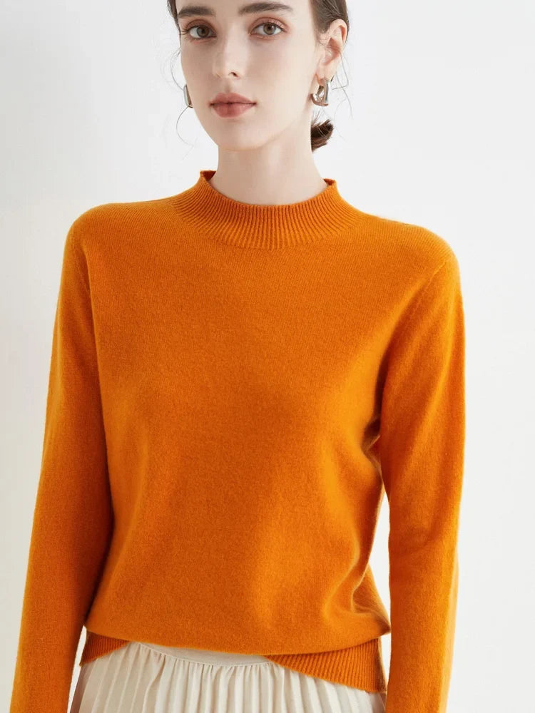 Damski sweter wełniany | Jesień zima, stójka jedwabna | Casual