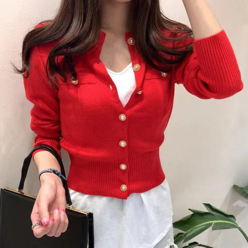 Sweter damski | Długi rękaw jesienna kurtka | Krótki casual