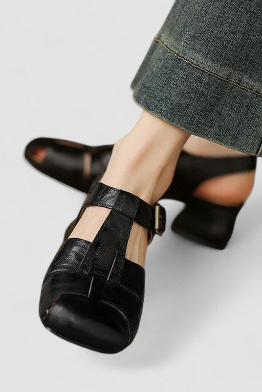 Buty Mary Jane | Gruba Pięta, Kwadratowy Nos | Ortopedyczne