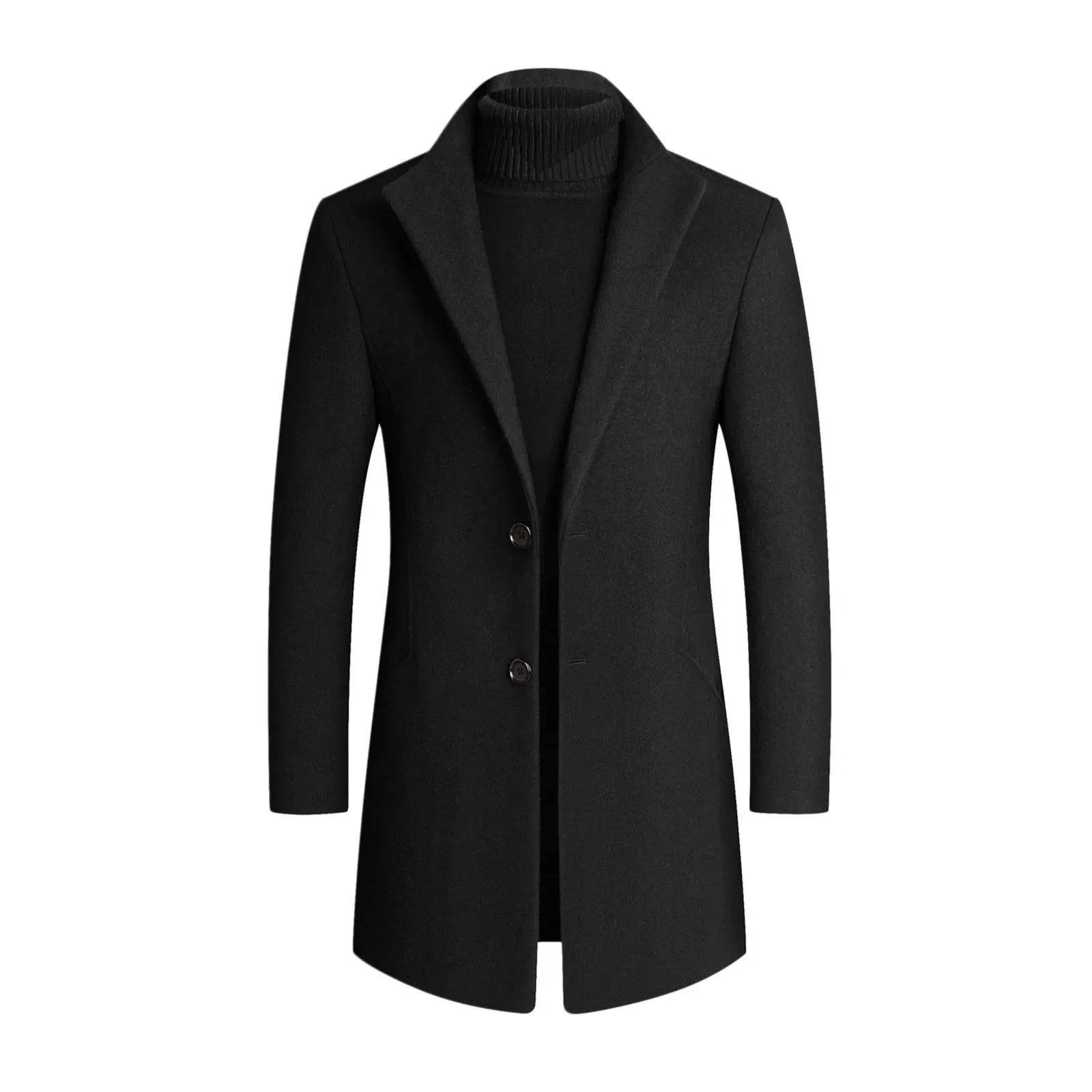Męski długi płaszcz slim fit z klasycznym kołnierzem