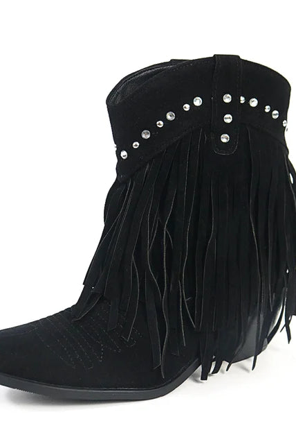 Buty Kowbojskie | Sztyblety z Frędzlami | Damskie