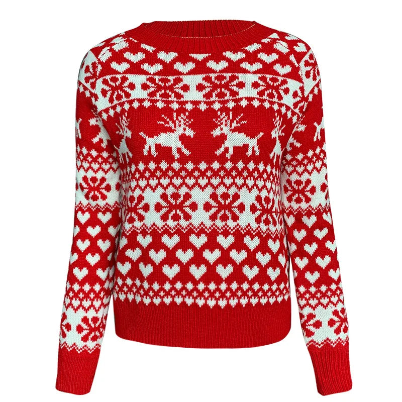 Sweter świąteczny damski | Wzór w płatki śniegu, zimowy motyw | Na święta