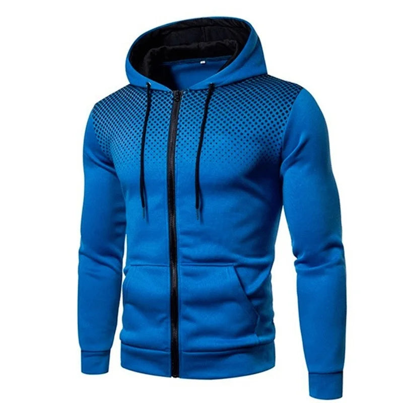 Męska bluza rozpinana z kapturem w kropki, wiosenna, z zamkiem
